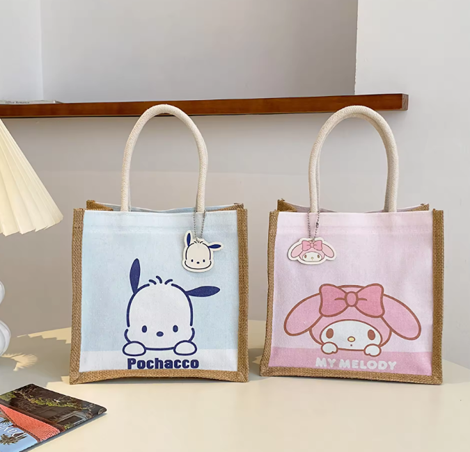 Kawaii Sanrio Tote Bag Featuring Hello Kitty, Kuromi, My Melody & Pochacco