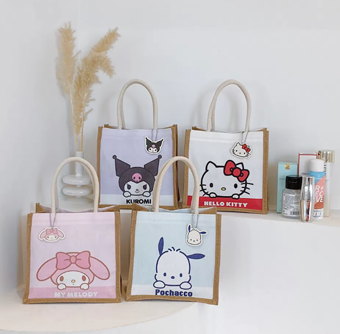 Kawaii Sanrio Tote Bag Featuring Hello Kitty, Kuromi, My Melody & Pochacco